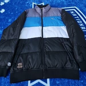 Vintage Y2K Rocawear Puffer Jacket Blue & Grey Color Block Mens L